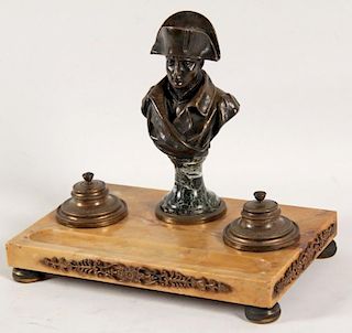 FRENCH NAPOLEAN BUST INKWELL SIGNED NOEL R.