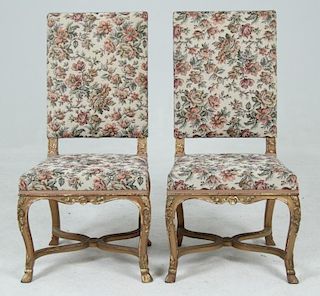 PAIR OF FRENCH REGENCY GOLD GILT CARVED CHAIRS
