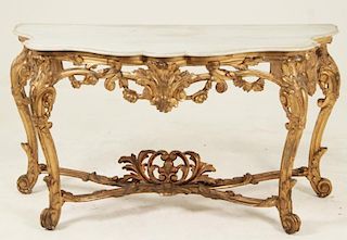 LOUIS XV CARVED GILTWOOD CONSOLE TABLE