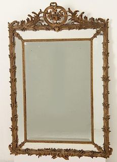 19TH C. FRENCH CARVED GILTWOOD CUSHION MIRROR