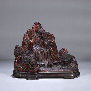 An aloeswood carved landscape ornament