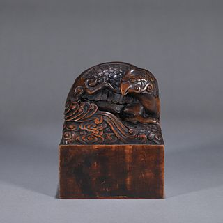 An aloeswood carved phoenix bird seal