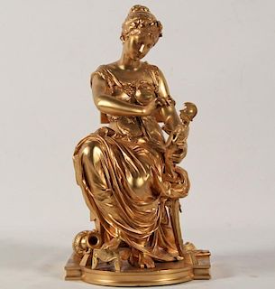 19TH C. FINELY CAST FRENCH DORE BRONZE FIGURE OF SEATED LADY