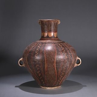 A painted ancient Majiayao pottery jar