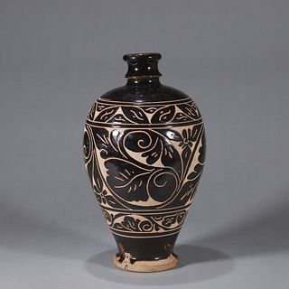 Cizhou Kiln Black-Glazed Meiping Vase