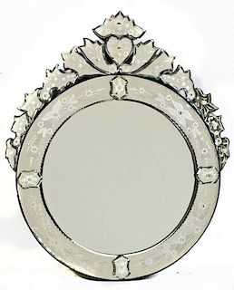 Venetian Style Floral Etched Mirror