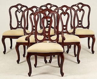 SET OF 6 OPEN WORK MAHOGANY DINING CHAIRS BY ETHAN ALLEN