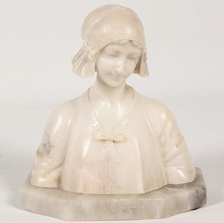 ALABASTER BUST OF YOUNG GIRL