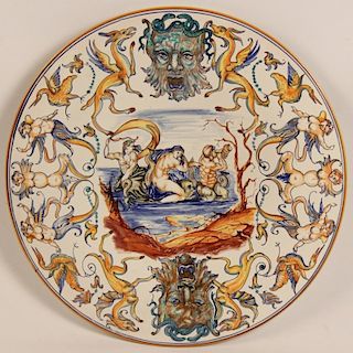20" ITALIAN FAIENCE CHARGER SIGNED GORDRELLI