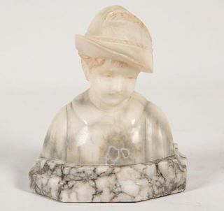 SMALL ALABASTER BUST OF YOUNG BOY
