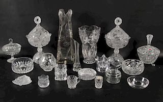 MISCELLANEOUS 18 PIECE LOT OF CUT AND PRESS GLASS CRYSTAL