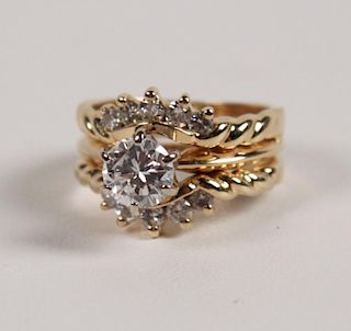 14K YELLOW GOLD DIAMOND0.91 CT  SOLITAIRE WITH DIAMOND RING GUARD