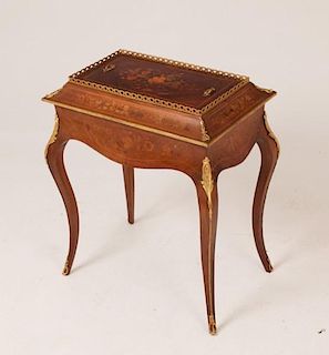 19TH C. LOUIS XV STYLE BRONZE MOUNTED INLAID JARDINIERE