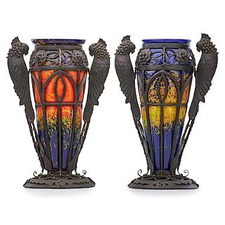 DAUM; MAJORELLE Two large vases