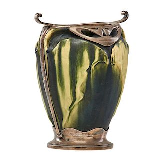 EUGENE BAUDIN Vase with silver mount