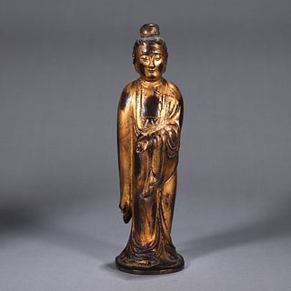 A gilt Guanyin bodhisattva statuette