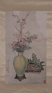 A Chinese flower-and-plant painting, Jiang Tingxi mark