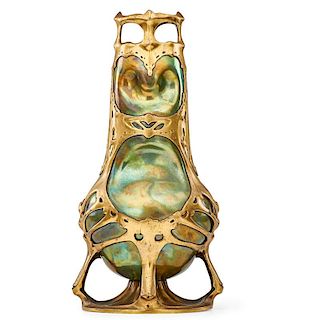 FRIEDRICH ADLER; ZSOLNAY Fine rare mounted vase