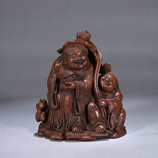 A bamboo carved figure ornament