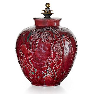J. NIELSEN; ROYAL COPENHAGEN Large lidded vase