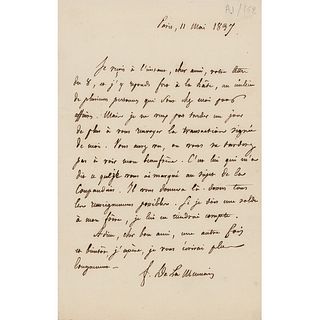 F&eacute;licit&eacute; de La Mennais Autograph Letter Signed