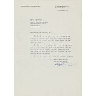 Max Horkheimer Typed Letter Signed