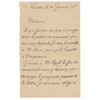 Gaston Maspero Autograph Letter Signed