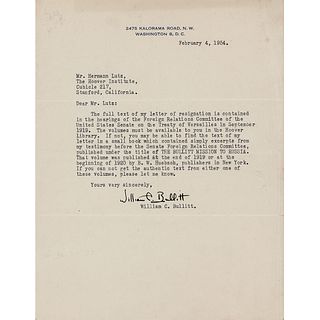 William C. Bullitt Typed Letter Signed