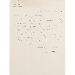 Nikola Tesla Autograph Letter Signed