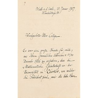 Georg Cantor Autograph Letter Signed