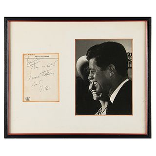 John F. Kennedy Autograph Note Signed