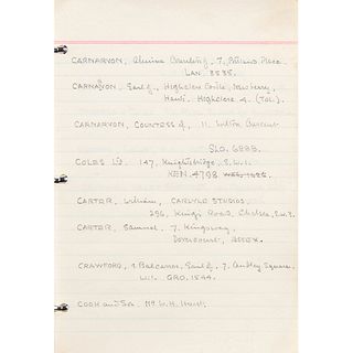 Howard Carter&#39;s Handwritten Address Book