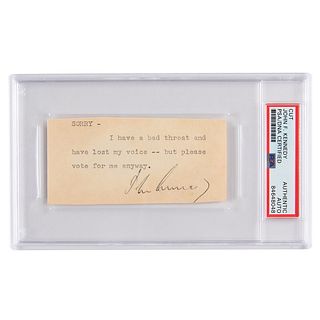 John F. Kennedy Typed Note Signed