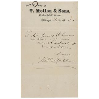 Thomas Mellon Autograph Letter Signed