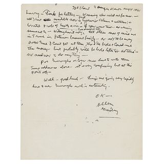 Allen Ginsberg Autograph Letter Signed