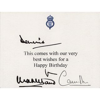 King Charles III and Camilla, Queen Consort Signed Birthday Card