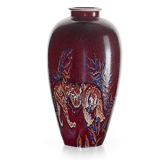 J.D. WAREHAM; ROOKWOOD Massive oxblood vase