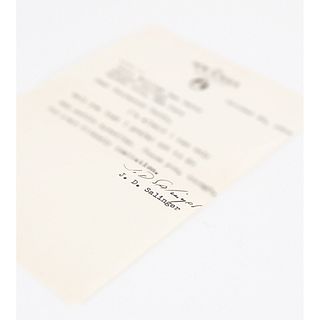 J. D. Salinger Typed Letter Signed