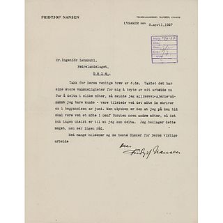 Fridtjof Nansen Typed Letter Signed