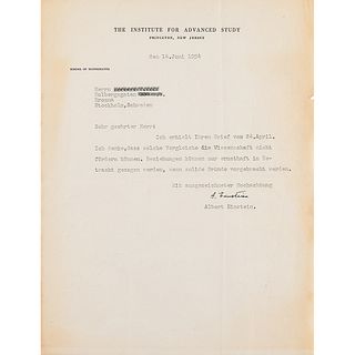 Albert Einstein Typed Letter Signed