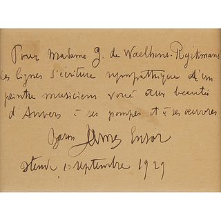 James Ensor Autograph Note Signed
