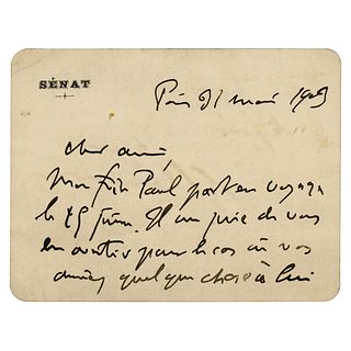 Georges Clemenceau Autograph Letter Signed