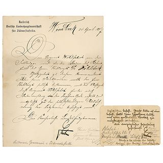 Theodor Leutwein (2) Letters Signed