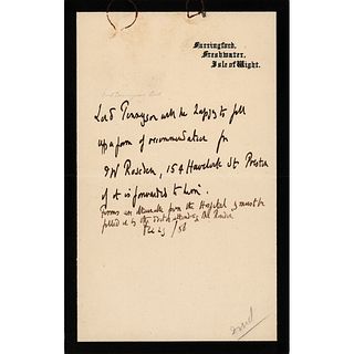 Alfred Lord Tennyson Autograph Letter Signed