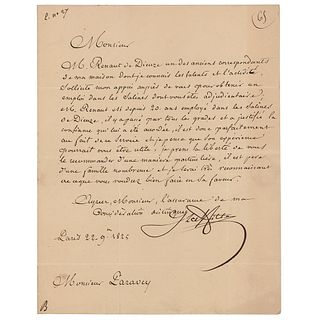 Jacques Laffitte Letter Signed