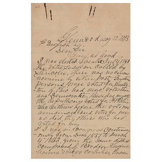 Galusha A. Grow Autograph Letter Signed