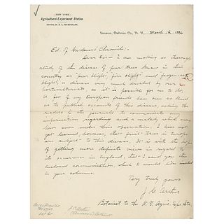 Joseph Charles Arthur Autograph Letter Signed