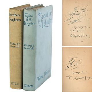 Wilfred T. Grenfell (2) Signed Books with Sketches