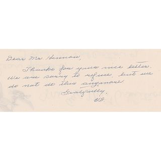 Apollo 11: Viola Armstrong Autograph Note Signed