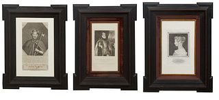Three Framed Decorative Prints, consisting of "Victoria," "Charles Howard, Earl of Nottingham, K.G.," and "Richard the First," each presented in Flemi